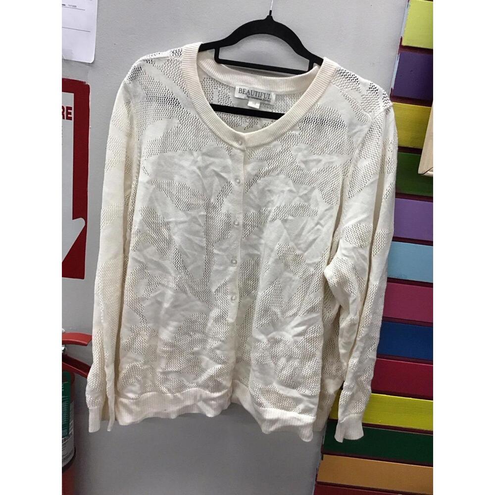 Beautiful Lawrence zarian spring cardigan 2X cream Easter new from HSN